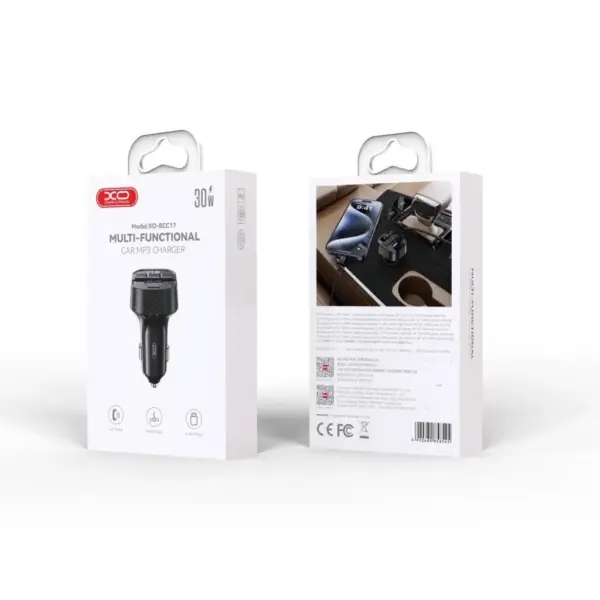 FM модулятор XO BCC17 Car Charger Smart Bluetooth Dual Port PD 30W Чорний (BCC17.black)
