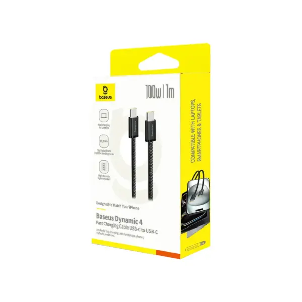 Дата кабель USB-C to USB-C 1.0m 100W (20V/5A) black Baseus (P10381400121-00) Дата кабель USB-C to USB-C 1.0m 100W (20V/5A) black Baseus (P10381400121-00)