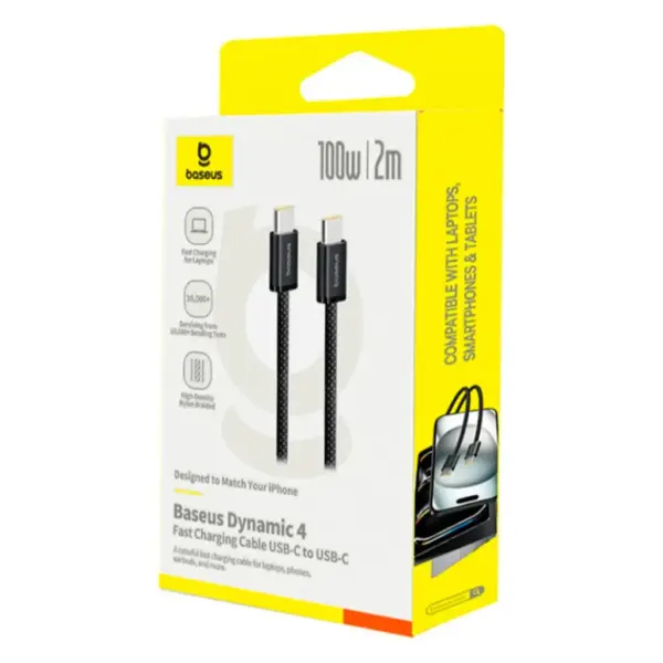 Дата кабель USB-C to USB-C 2.0m 100W (20V/5A) black Baseus (P10381400112-00)
