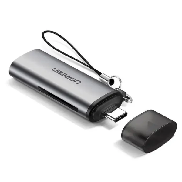 Зчитувач флеш-карт Ugreen USB Type-C 3.1 to TF/SD CM184 Gray (50704)