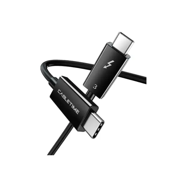 Дата кабель USB-C to USB-C 0.5m Thunderbolt 3 100W (20V/5A) 5K60Hz Cabletime (CA915392)