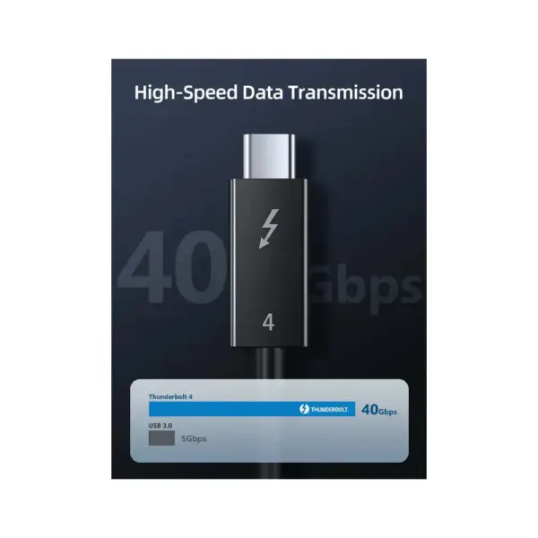 Дата кабель USB-C to USB-C 1.0m Thunderbolt 4 100W (20V/5A) 8K60Hz Cabletime (CA915422)