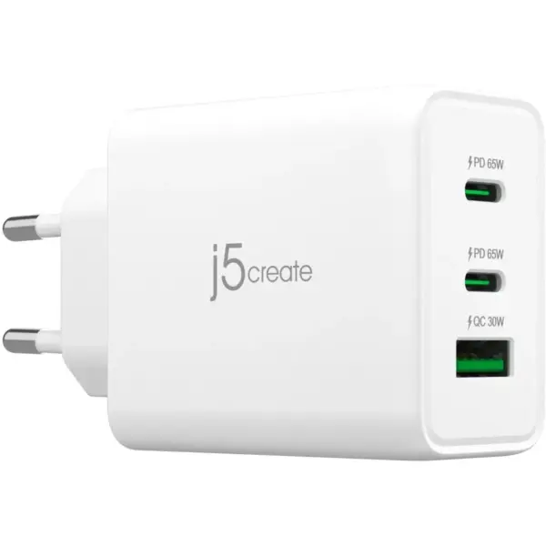 Зарядний пристрій J5create 1xUSB + 2xUSB-C 65W GaN QC3.0/PD/PPS (JUP3365E-EN)