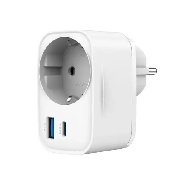 Зарядний пристрій Gembird 1xUSB-C PD20W + 1xUSB QC3.0 + Schuko white (TA-ACPDQC20-01-W)