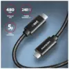 Дата кабель USB-C to USB-C 2.5m USB 2.0 PD 240W 5A black AXAGON (BUCM2-CM25AB)