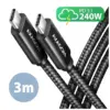 Дата кабель USB-C to USB-C 3.0m USB 2.0 PD 240W 5A black AXAGON (BUCM2-CM30AB)