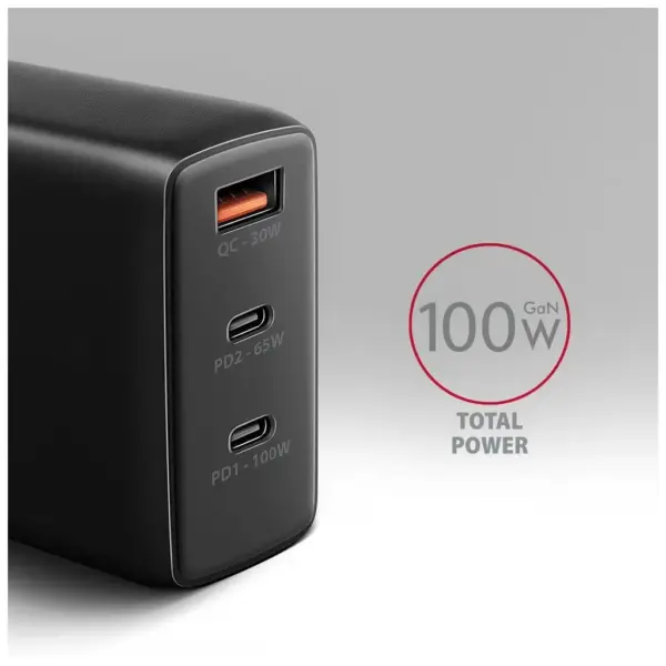 Зарядний пристрій AXAGON 1xUSB + 2xUSB-C 100W QC4+ PD3.0 PPS black (ACU-DPQ100) Зарядний пристрій AXAGON 1xUSB + 2xUSB-C 100W QC4+ PD3.0 PPS black (ACU-DPQ100)
