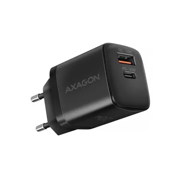 Зарядний пристрій AXAGON 1xUSB QC3.0 + 1xUSB-C PD20W black (ACU-PQ20)