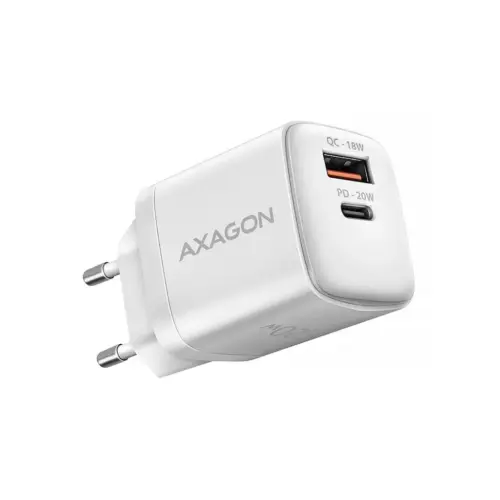 Зарядний пристрій AXAGON 1xUSB QC3.0 + 1xUSB-C PD20W white (ACU-PQ20W)