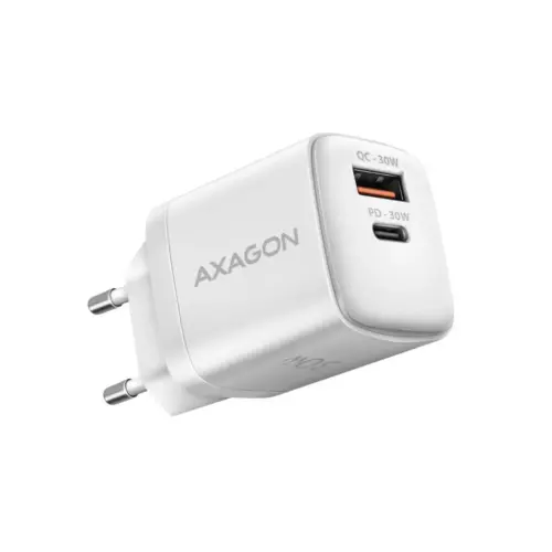 Зарядний пристрій AXAGON 1xUSB QC4.0 + 1xUSB-C PD30W PPS white (ACU-PQ30W)