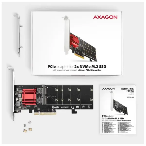 Контролер AXAGON PCIe to 2xNVMe M.2 controller (PCEM2-ND)