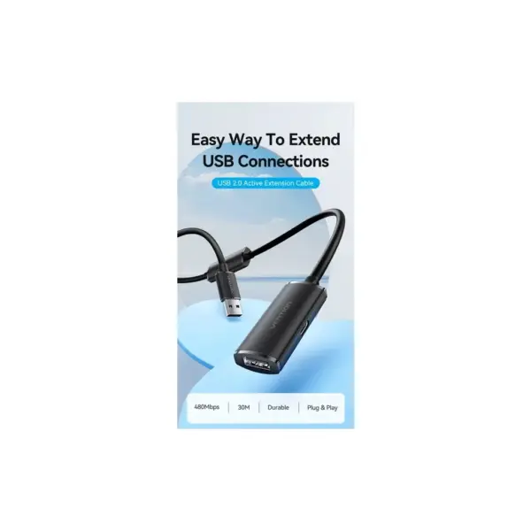 Дата кабель USB 2.0 AM/AF 10.0m Active black Vention (CBKBL)