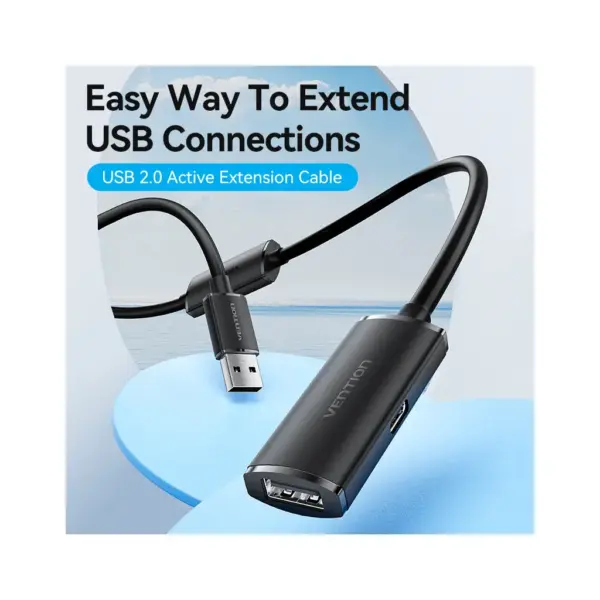 Дата кабель USB 2.0 AM/AF 25.0m Active black Vention (CBKBS)