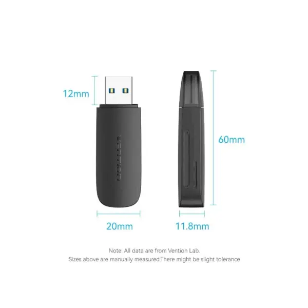 Зчитувач флеш-карт Vention USB 3.0 to SD+TF Black Dual Drive Letter (CLGB0)