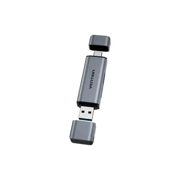 Зчитувач флеш-карт Vention USB 3.0 AM/USB-C to SD+TF Gray Dual Drive Letter Aluminum Alloy (CLLH0)