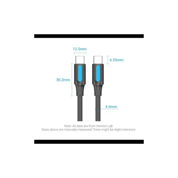 Дата кабель USB-C to USB-C 1.5m 5A black Vention (COTBG)