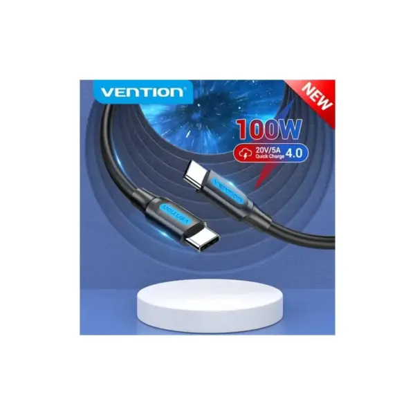 Дата кабель USB-C to USB-C 1.5m 5A black Vention (COTBG)