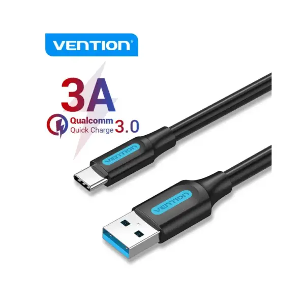 Дата кабель USB 3.0 AM to USB-C 1.5m black Vention (COZBG)