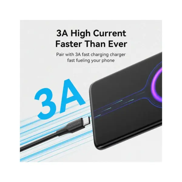 Дата кабель USB 2.0 AM to USB-C 1.0m 3A black Vention (CTHBF)