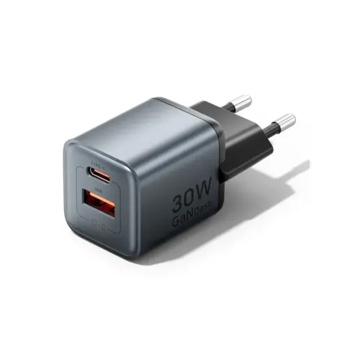 Зарядний пристрій Vention 1xUSB-C PD30W + 1xUSB QC3.0 18W GaN gray (FEWH0-EU)