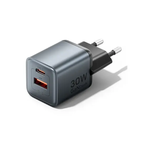 Зарядний пристрій Vention 1xUSB-C PD30W + 1xUSB QC3.0 18W GaN gray (FEWH0-EU) Зарядний пристрій Vention 1xUSB-C PD30W + 1xUSB QC3.0 18W GaN gray (FEWH0-EU)