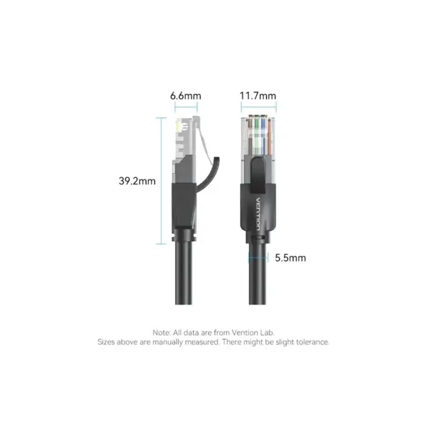 Патч-корд 8m UTP cat 6 RJ-45 black Vention (IBEBK) Патч-корд 8m UTP cat 6 RJ-45 black Vention (IBEBK)