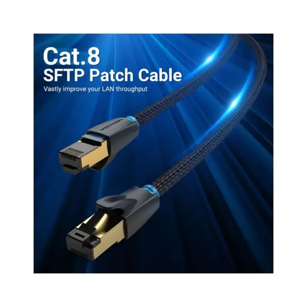 Патч-корд 0.5m S/FTP cat 8 RJ-45 COPPER black Vention (IKGBD)