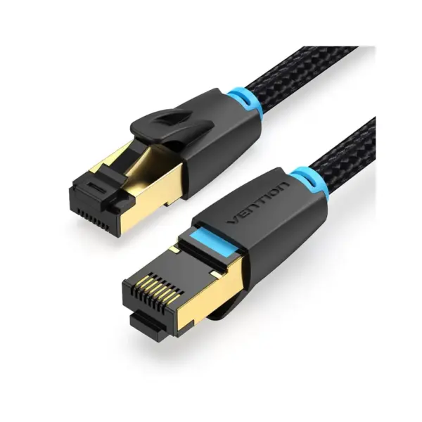 Патч-корд 0.5m S/FTP cat 8 RJ-45 COPPER black Vention (IKGBD)