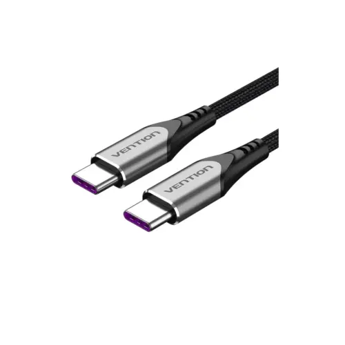 Дата кабель USB-C to USB-C 2.0m 5A aluminum gray Vention (TAEHH)