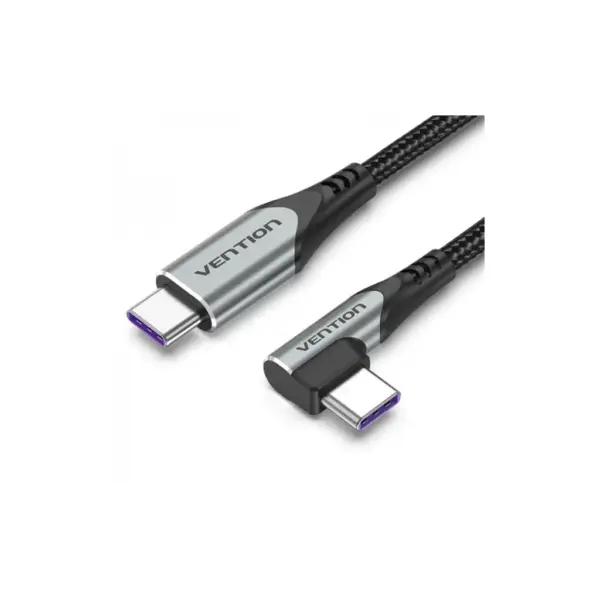 Дата кабель USB 2.0 USB-C to USB-C 1.0m 5A 90° corner aluminum gray Vention (TAKHF) Дата кабель USB 2.0 USB-C to USB-C 1.0m 5A 90° corner aluminum gray Vention (TAKHF)