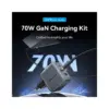 Зарядний пристрій Vention 2xUSB-C PD70W + 1xUSB QC3.0 22.5W GaN + cable USB-C to USB-C 1.0m black gray (TZ-FEXH0-EU)