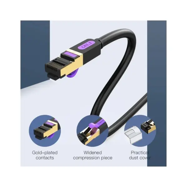 Патч-корд 0.5m S/FTP cat 7 RJ-45 black Vention (ICDBD)