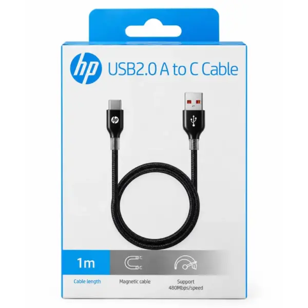 Дата кабель USB 2.0 AM to USB-C 1.0m 3A black HP (HP_DHC-TC111BM-1M)
