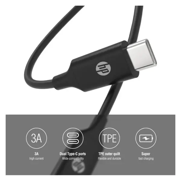 Дата кабель USB-C to USB-C 3.0m USB 3.1 PD 3A 60W HP (HP_DHC-TC107-3M)