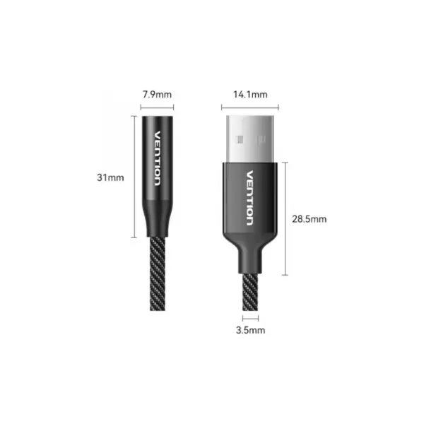 Звукова плата Vention USB AM to 3.5mm F 0.25m (4pin) 96kHz/24bit DSP noise reduction (CVEBC)