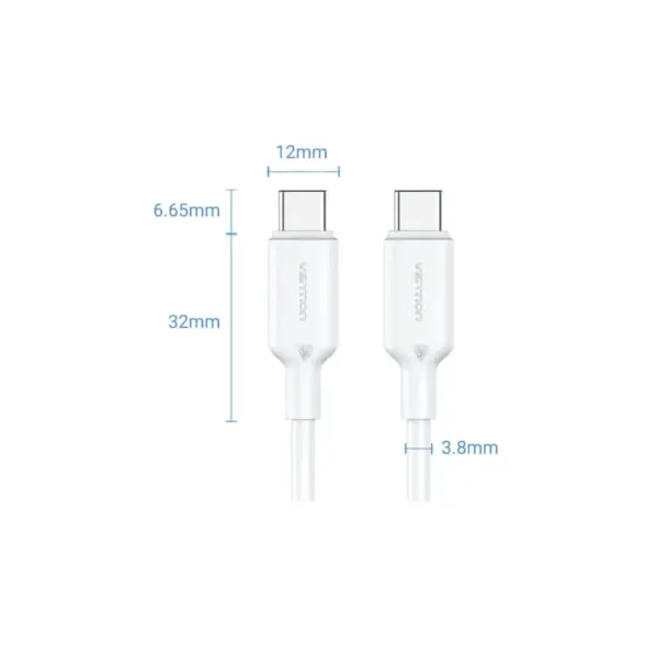 Дата кабель USB-C to USB-C 1.0m 60W white Vention (TRCWF)