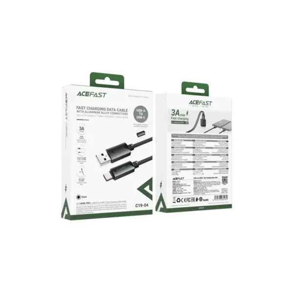 Дата кабель USB 2.0 AM to USB-C 1.2m 60W black Acefast (6974316284482) Дата кабель USB 2.0 AM to USB-C 1.2m 60W black Acefast (6974316284482)