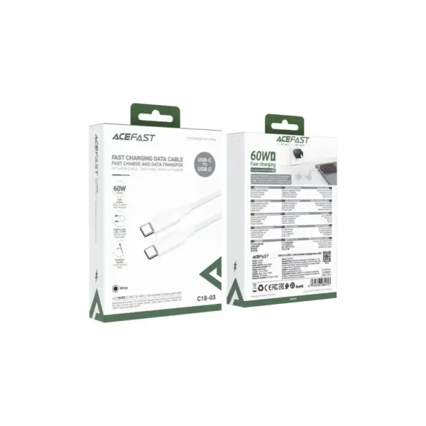 Дата кабель USB-C to USB-C 1.2m 3A white Acefast (6974316284253) Дата кабель USB-C to USB-C 1.2m 3A white Acefast (6974316284253)