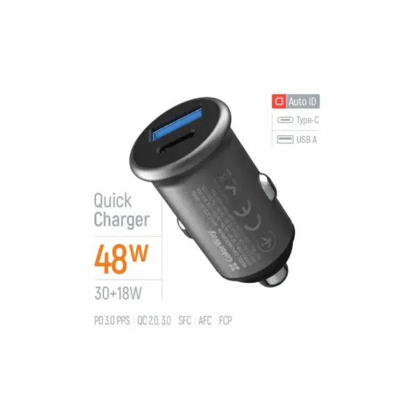 Зарядний пристрій ColorWay USB-C PD30W + USB QC3.0 car adapter (CW-CHA065PD-GR) Зарядний пристрій ColorWay USB-C PD30W + USB QC3.0 car adapter (CW-CHA065PD-GR)