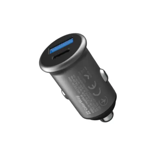 Зарядний пристрій ColorWay USB-C PD30W + USB QC3.0 car adapter (CW-CHA065PD-GR)