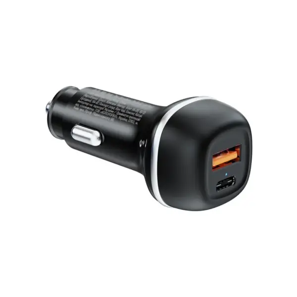 Зарядний пристрій ColorWay USB-C PD65W + USB QC3.0 car adapter (CW-CHA068PD-BK)