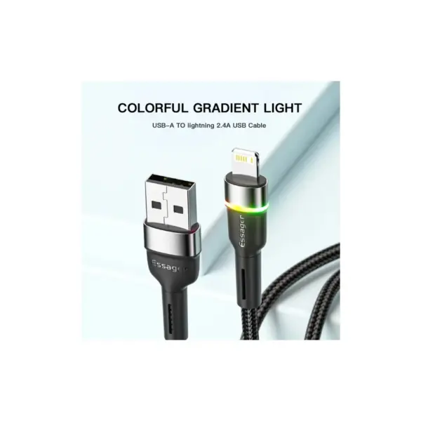 Дата кабель USB 2.0 AM to Lightning 1.0m 2.4A black Essager (EXCL-XCD01)