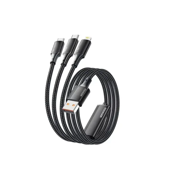 Дата кабель USB 2.0 AM to Lightning + Micro 5P + USB-C 1.2m 100W Essager (EXCMTL-JJ01-P)
