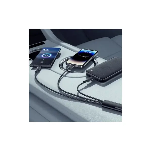 Дата кабель USB 2.0 AM to Lightning + Micro 5P + USB-C 1.2m 100W Essager (EXCMTL-JJ01-P)