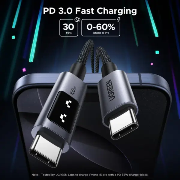 Дата кабель USB-C to USB-C 2.0m PD 100W display L509 black Ugreen (35512) Дата кабель USB-C to USB-C 2.0m PD 100W display L509 black Ugreen (35512)