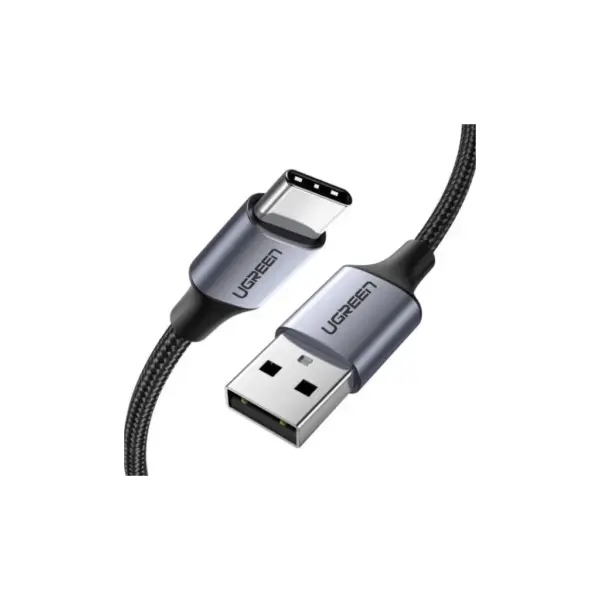 Дата кабель USB 2.0 AM to USB-C 0.25m 3A aluminum braid nickel plating black Ugreen (60124)