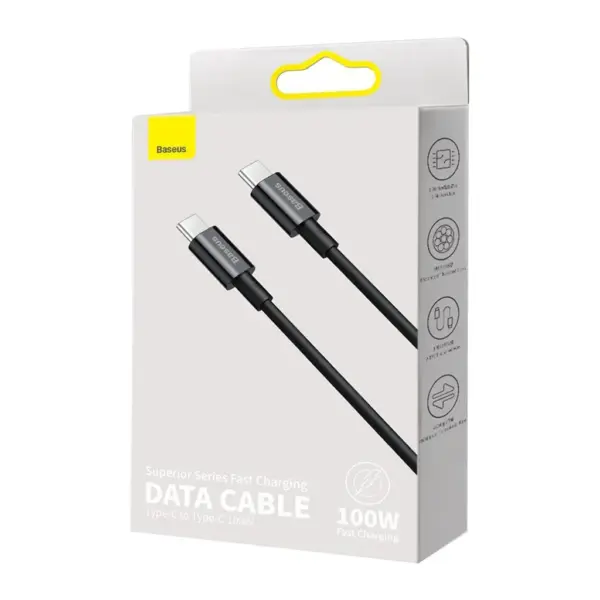 Дата кабель USB-C to USB-C 2.0m 100W black Baseus (CATYS-C01)
