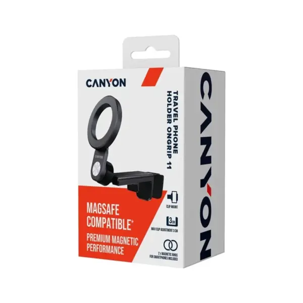 Тримач для смартфонів Canyon Magnetic travel holder OnGrip 11 clip mount Black (CNS-CCHM11) Тримач для смартфонів Canyon Magnetic travel holder OnGrip 11 clip mount Black (CNS-CCHM11)