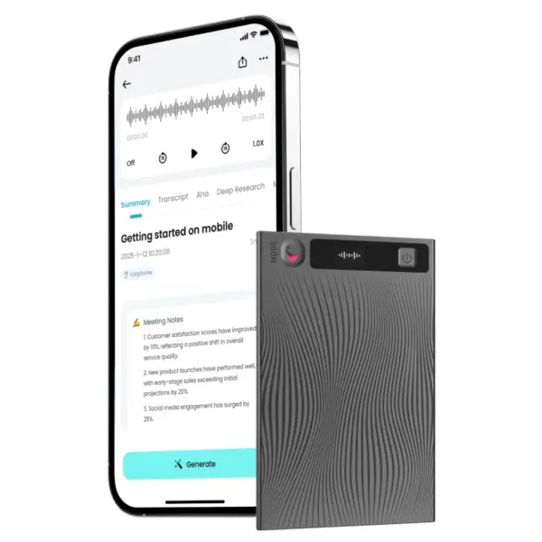 Цифровий диктофон Mobvoi TicNote with IA Shadow 64GB Black (NE-79)