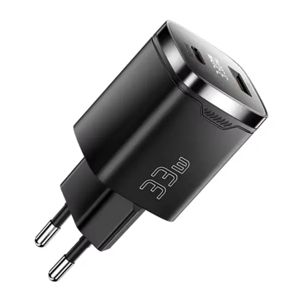 Зарядний пристрій 1xUSB-C + 1xUSB 33W GaN black Essager (ECT33W-GMB01-Z)